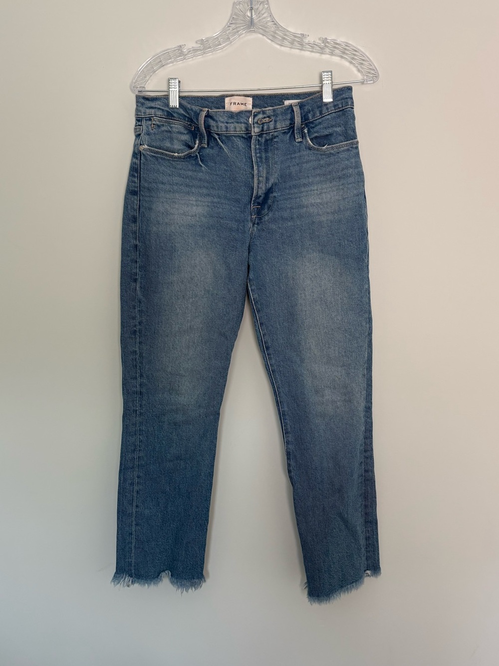 Frame Denim Le High Straight Jeans Raw Hem Size 30